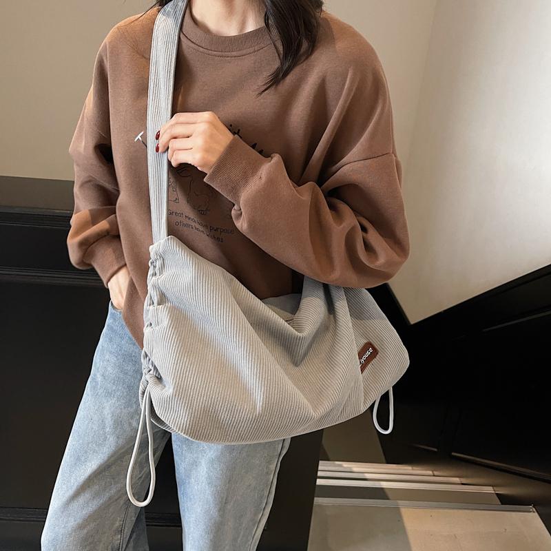 Corduroy Tote Bag Women's Large Capacity Crossbody Bag Shoulder Bag Underarm Bag
