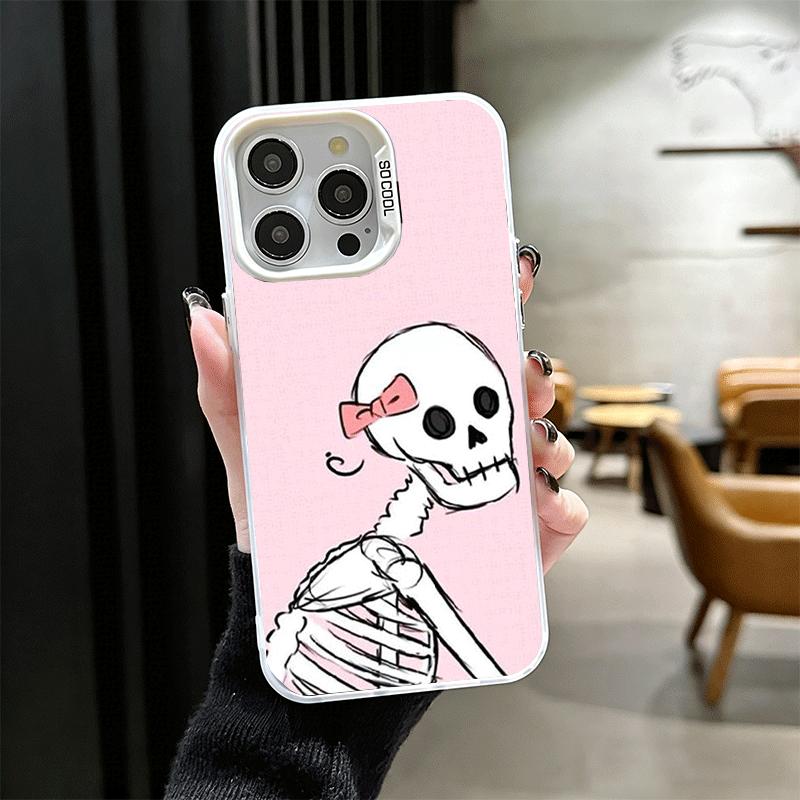 Розовый Стиль Череп Ведьма Ударопрочный Чехол для Телефона для iPhone 17 Air 16 16E 15 Pro Max 14 Plus 13 Mini 12 Задняя Крышка Противоударный Fundas