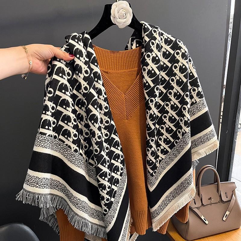 New Women'S Fashionable Imitation Cashmere Autumn And Winter Warm Large Square Scarf Double-Sided Tassel Scarf Air Conditioning Shawl
