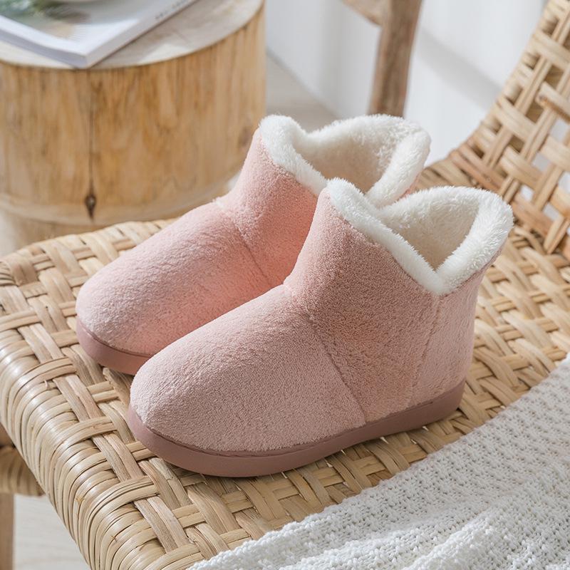 Men and Women Winter Slippers Warm Plush Slip-on Couples Home Floor Shoes Anti-slip Comfortable Flats Female Warm Faux Fur Slippers