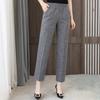 Summer High Waist Straight Pants for Women Plus Size Classic Elastic Waist Cotton Linen Trousers
