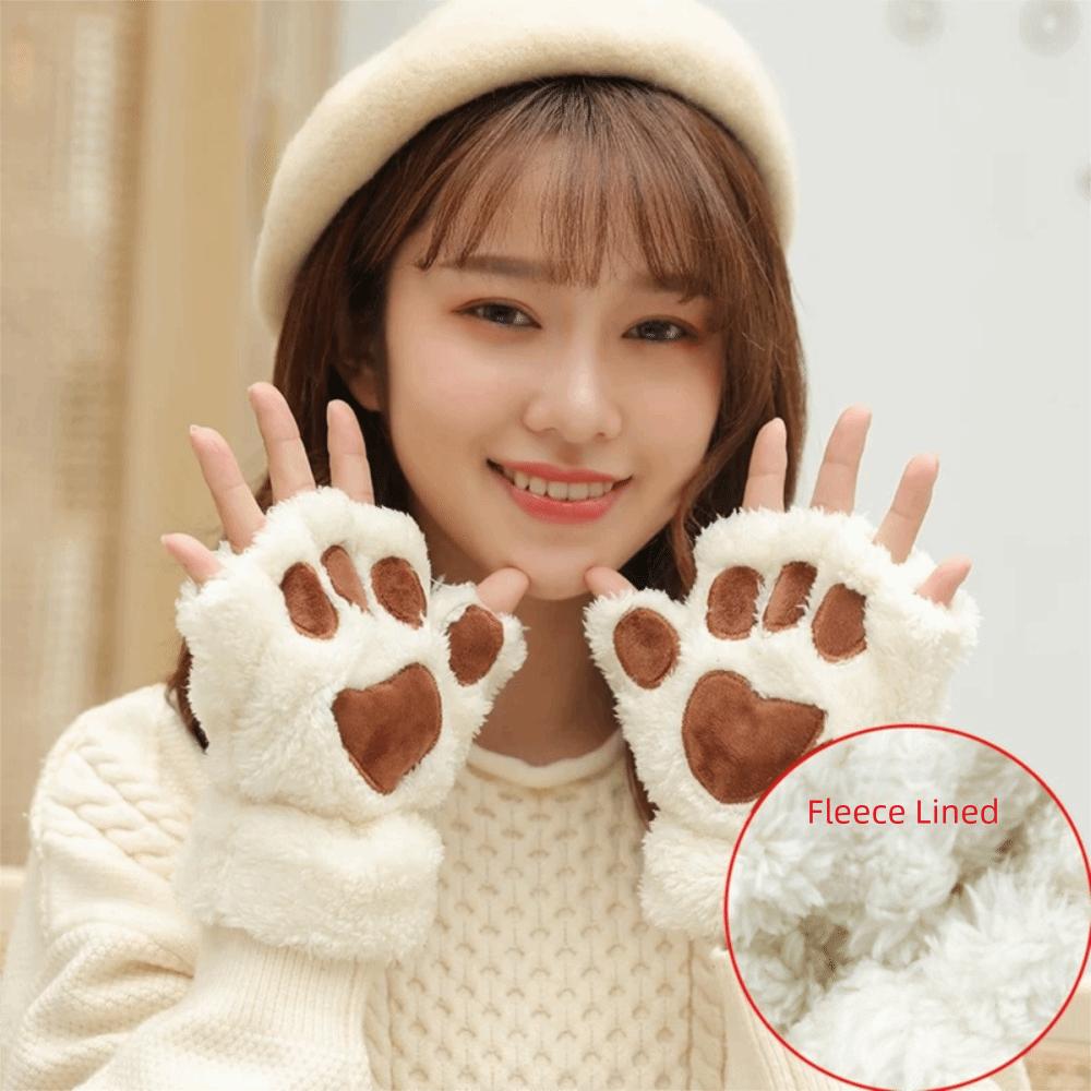 Plush Furry Mittens Bear Paw Animal Gloves Fashion Cat Paw Gloves Cosplay
