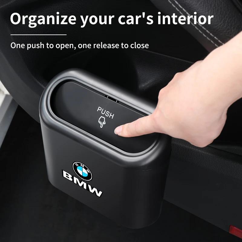 Hot 2025 Car Trash Can Hanging Garbage Bin Pressing Box With Lid For BMW X3 X5 M5 M3 E46 E90 E60 F10 E39 F30 E36 G30 E87 E70 E91