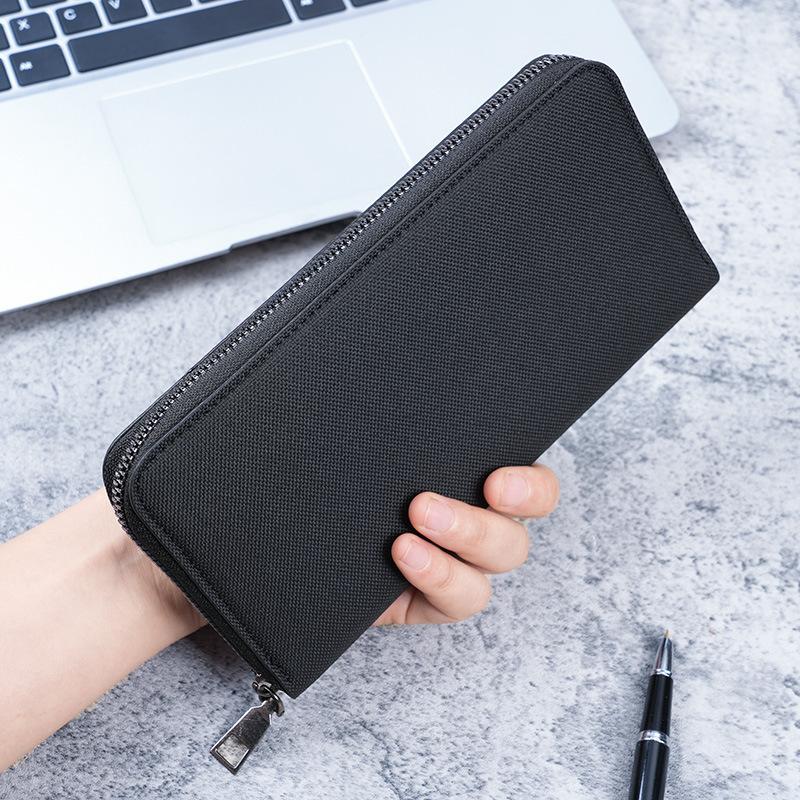 Men Long Wallet Large Capacity Multiple Card Slots Canvas Zippered Purse Business Handbag Card Holder Wallet Coin Bag