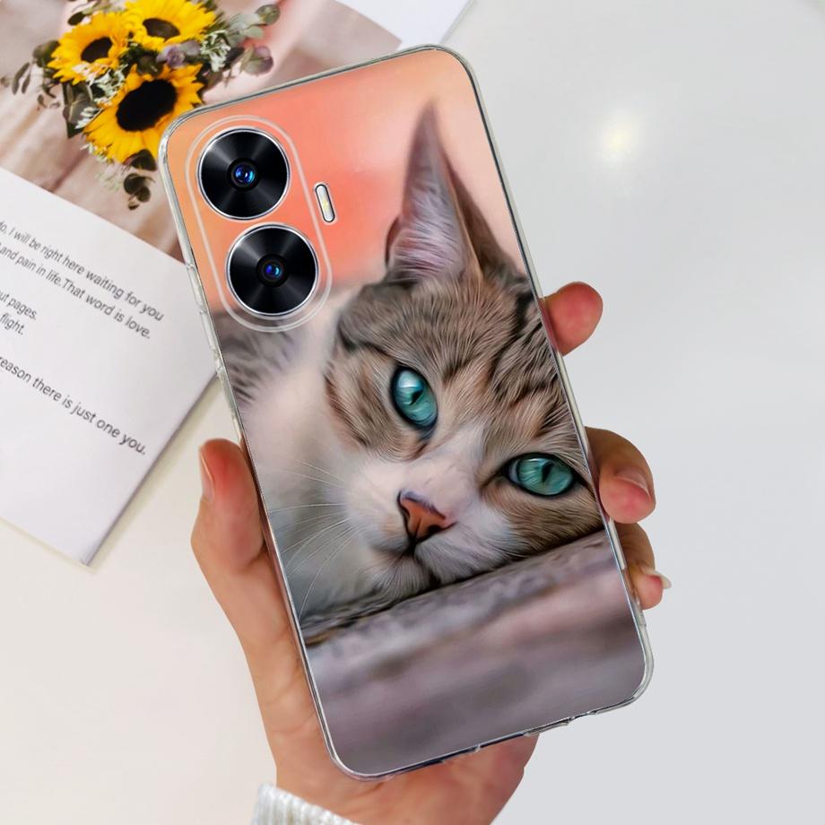 Чехол для Realme C55 6.72 дюйма Задняя крышка Гладкий Прозрачный Тонкий Чехол Для ON Oppo Realme C55 C 55 RMX3710 Мультяшный Детский Чехол