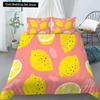 Lemon Printed Bedding Set Yellow Green Fruit Theme Pink Duvet Cover King Queen Size Cute Cartoon 2/3pcs Polyester Quilt Cover