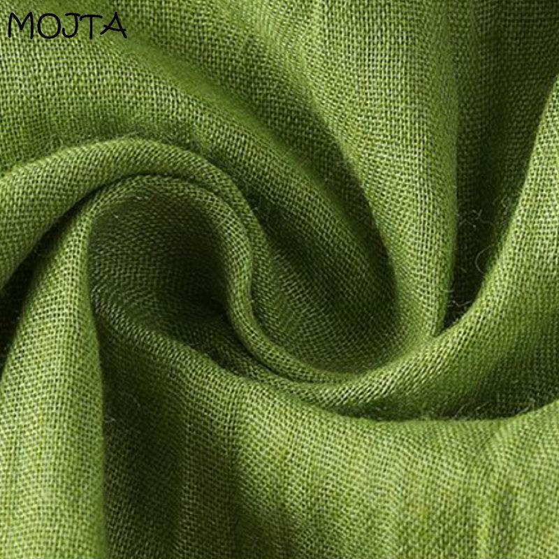 MOJTA Mid-length Skirt Spring Summer Women's Elastic Waist High Waist Skirt A-line Skirt