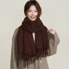 Scarf Winter Women'S Cashmere Literary And Artistic Thickening Warm Dual-Purpose Solid Color Fashion Atmosphere Scarf