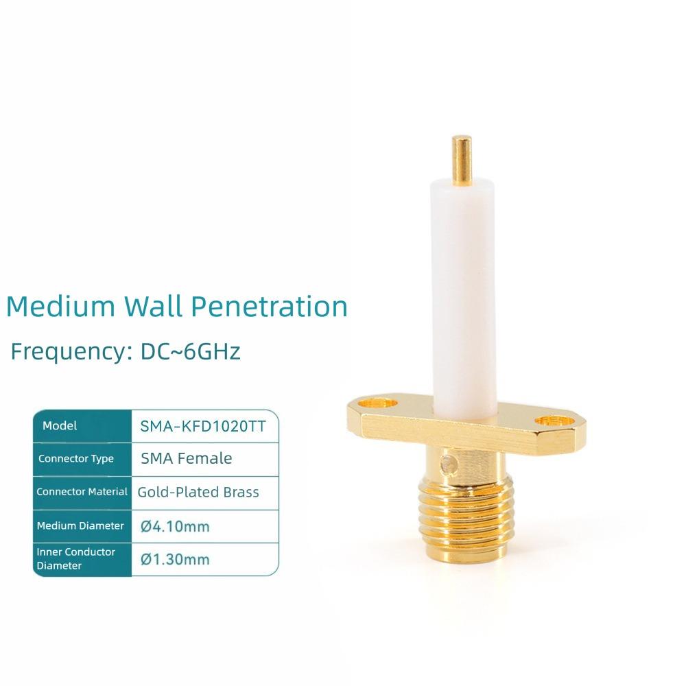 Copper Material SMA Female Connector Two-hole Flange Four-hole Flange RF Coax Connector Solder Terminal Gold Plating