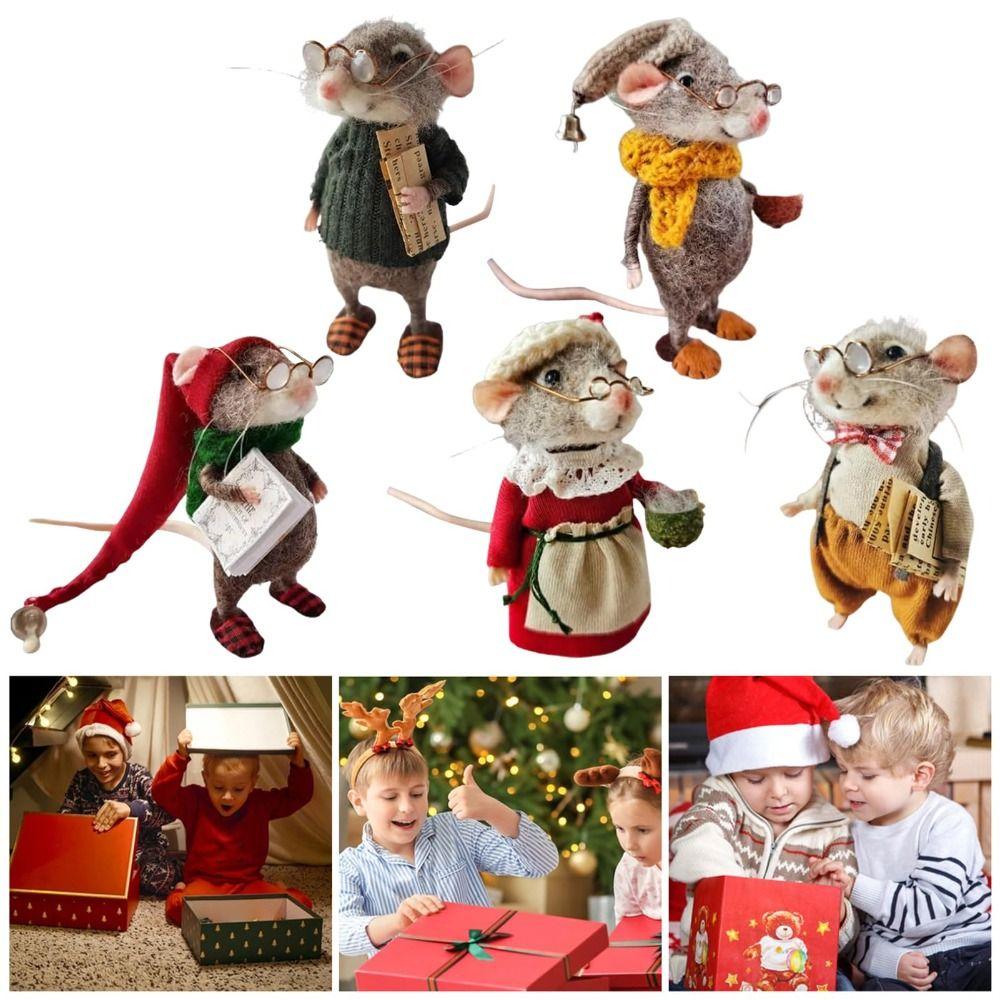 Милая валяная мышь из иглы, рождественские украшения из войлока на Новый год