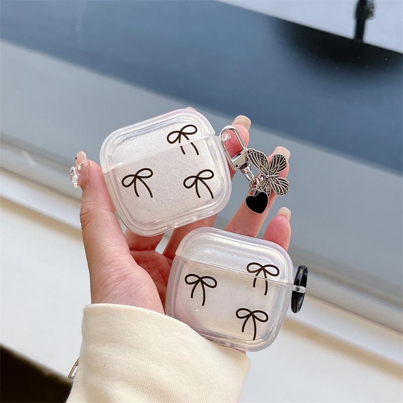 Эпоксидный бант для чехла беспроводной Bluetooth-гарнитуры Apple AirPods 4-го, 1/2/3-го поколений, Pro2, милый, креативный