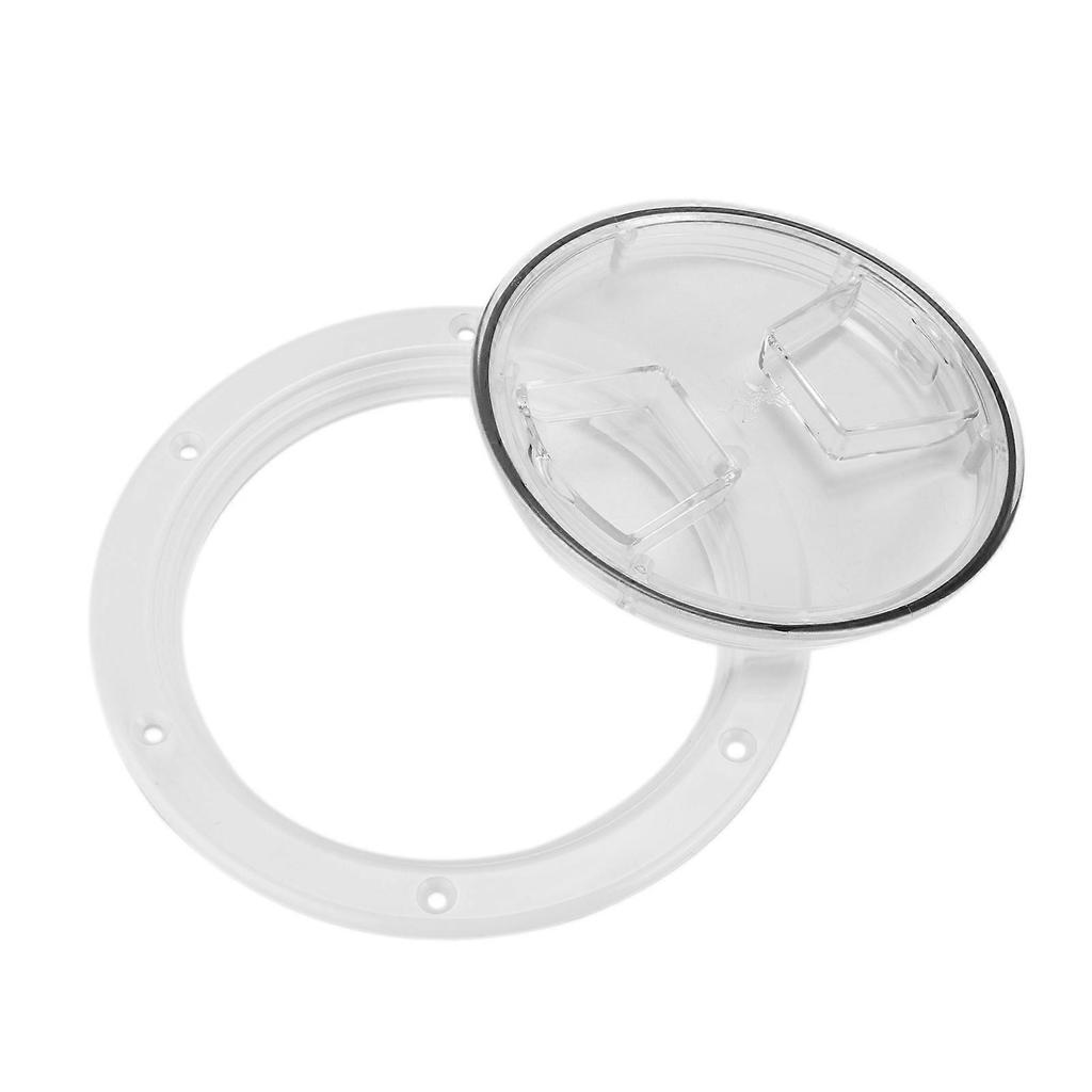 Boat Deck Access Hatch TransparentCover White Round ABS Plate for RV Marine Yacht(6in/15.24cm )