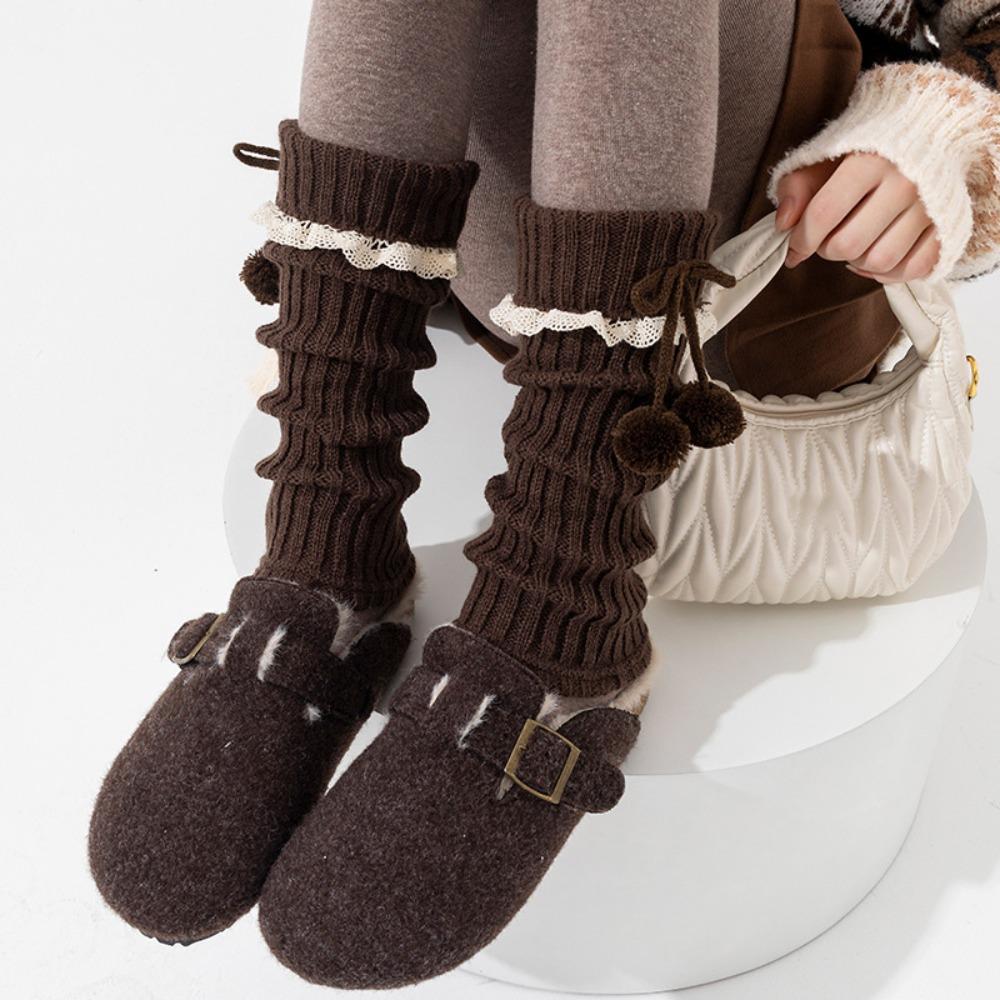 Y2K Lolita Bowknot Boots Cover Lace Women's Leg Warmers Fashion Mid-tube Socks  Girl