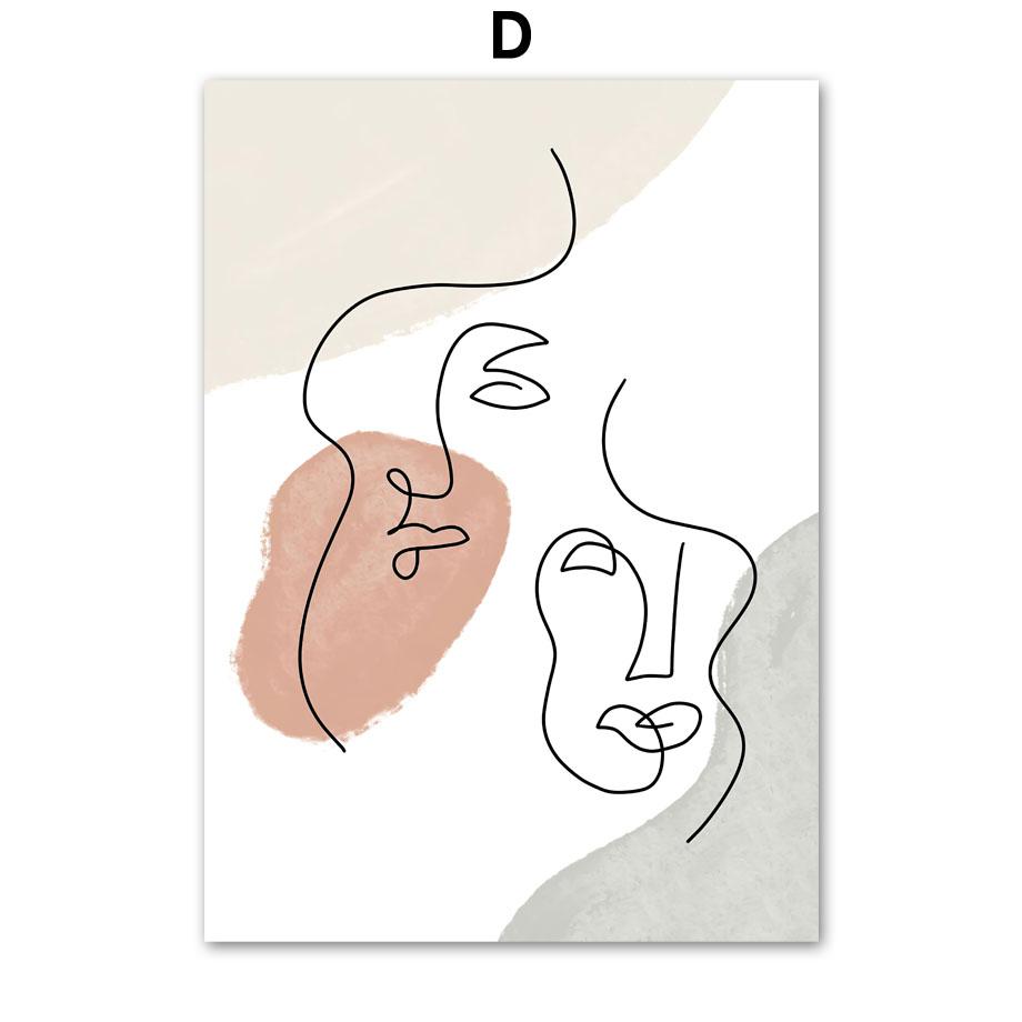 Настенная живопись на холсте, современный минималистичный дизайн, нарисованная линия, любовник, тело, лицо, плакаты на скандинавскую тему и принты, настенные панно для гостиной