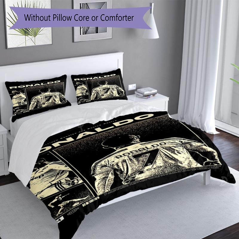 Ronaldo's Juventus Football Team Celebration Bedding Set, Breathable Duvet Cover with Pillowcases, Soft Bed Linen for Bedroom Home Decoration, Perfect