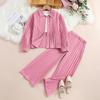 Girls Spring and Summer Solid Color Lapel Long-sleeved Shirt and Trousers Casual Suit