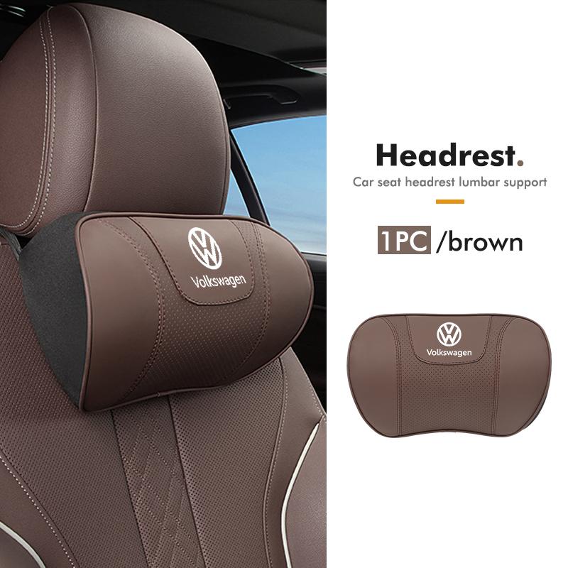 O2For Volkswagen VW Car Back Pillow Napa Leather Memory Cotton Headrest Lumbar Support Scirocco Passat Polo B5 B6 B7 CC Tiguan