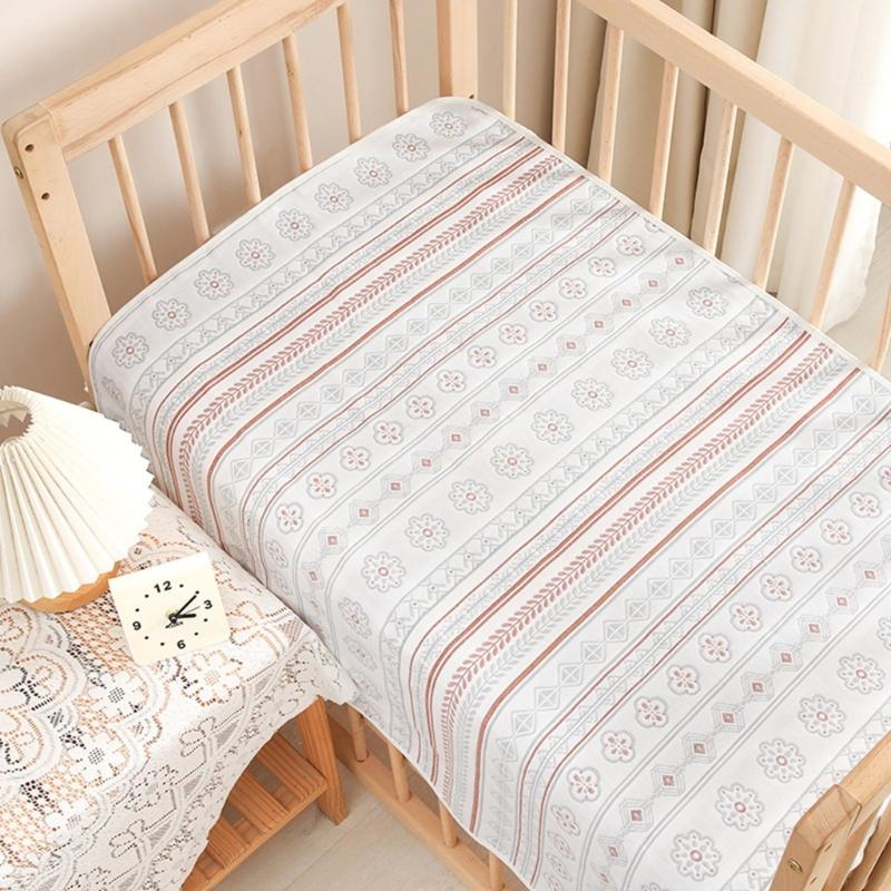 Дышащая 6-слойная хлопковая простыня для детской кроватки для младенцев Мягкое моющееся постельное белье Наматрасник для детского матраса для использования в летний сезон