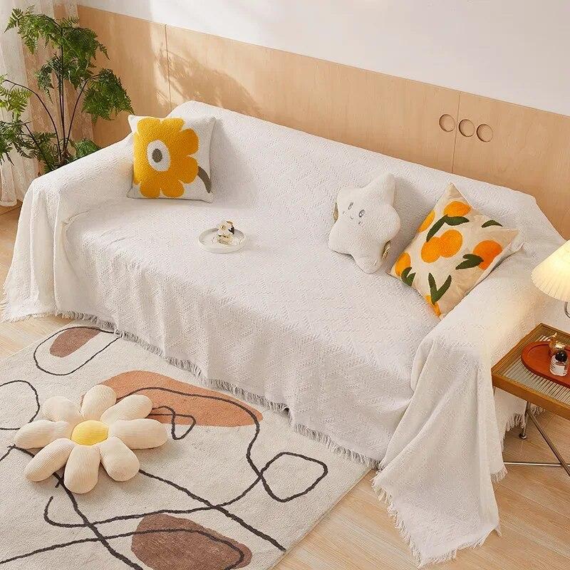 Покрывало для дивана Nordic Double Mat Ins Minimalist Anti Slip Solid Color Sofa Towel Двустороннее всесезонное покрывало для дивана