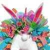 Electric Easter Bunny Wreaths for Front Door Handmade Easter Rabbit Mesh Bow Garland Plush Bunny Butt Door Ornament for Outside Wall Window Spring