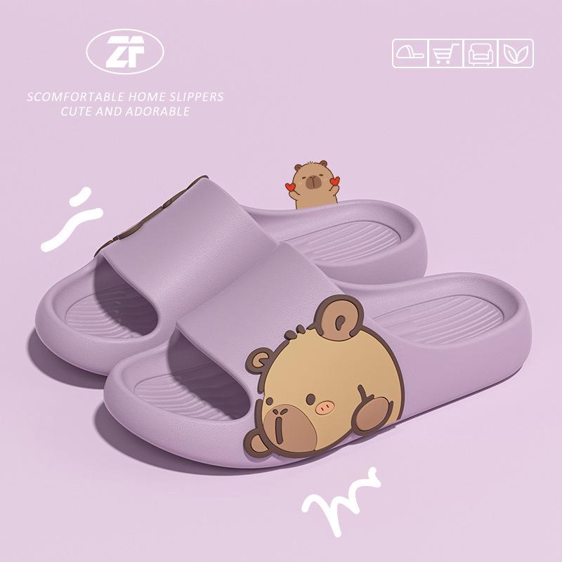 Модные женские тапочки Капибара 2025 Модные Милые Удобные Домашние Повседневные Туфли Нескользящие Сандалии для Ванной Комнаты Мультяшные Уличные Пляжные Туфли