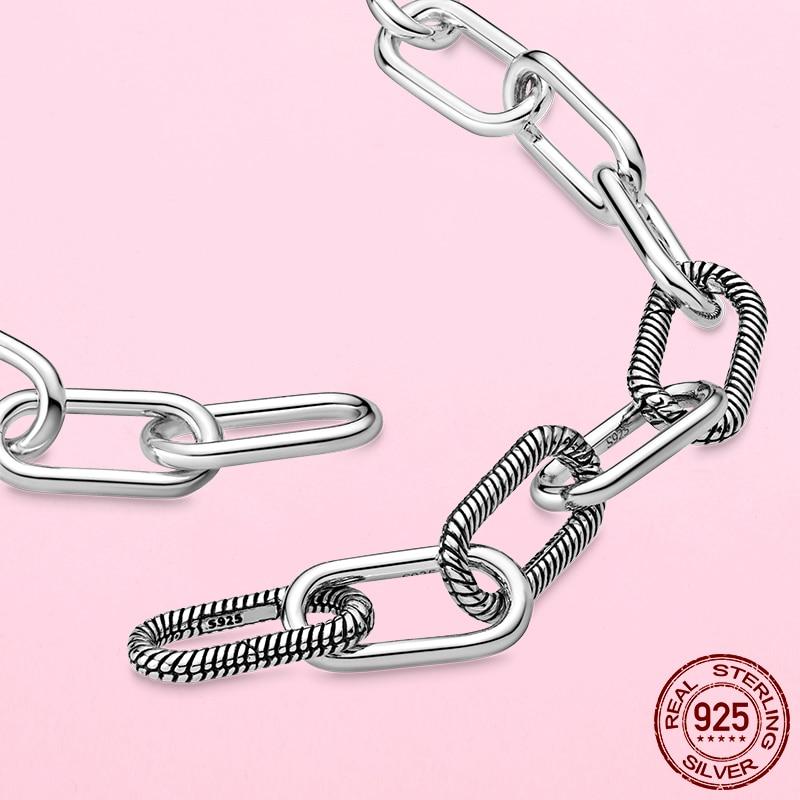 Ожерелье из стерлингового серебра 925 пробы Me Link для модных элегантных женщин, изящные ювелирные изделия, подходят для изготовления ювелирных изделий с шармом