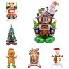 Christmas Inflatable Decoration Standing Santa Snowman Aluminum Foil Balloon Decoration Reusable Festive Ornament for Christmas Parties Home Decor