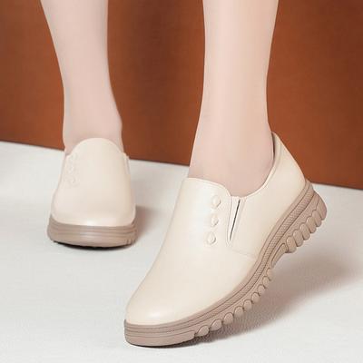 Модные бабушкины черные туфли на платформе из мягкой кожи, повседневные, весна 2024, классические слипоны, женские балетки, с мелким вырезом, свободные