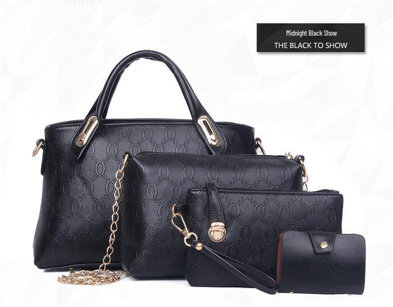 2024 Summer Women's Crocodile Pattern Handbag Set - Four-Piece with Bear Shoulder and Messenger Bags