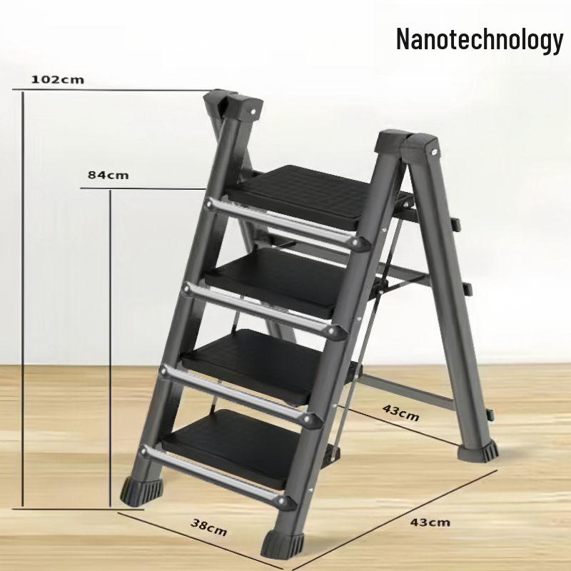 Folding Telescopic A-Frame Household Ladder, Thickened Step Stool, 3-4 Steps, Multifunctional Indoor Use.