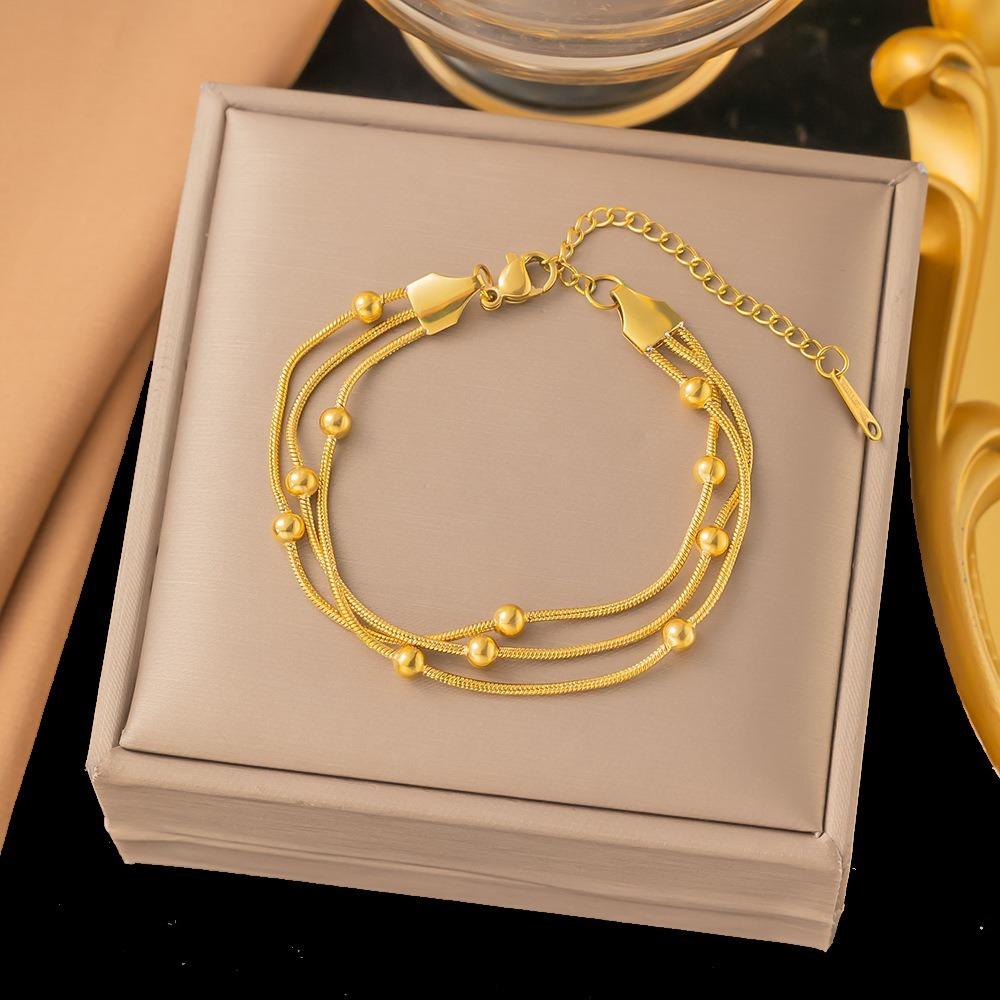 Gold Silver Color Wrap Beaded Bracelets Round Beads Party Jewelry Elegant Wrist Chain Women