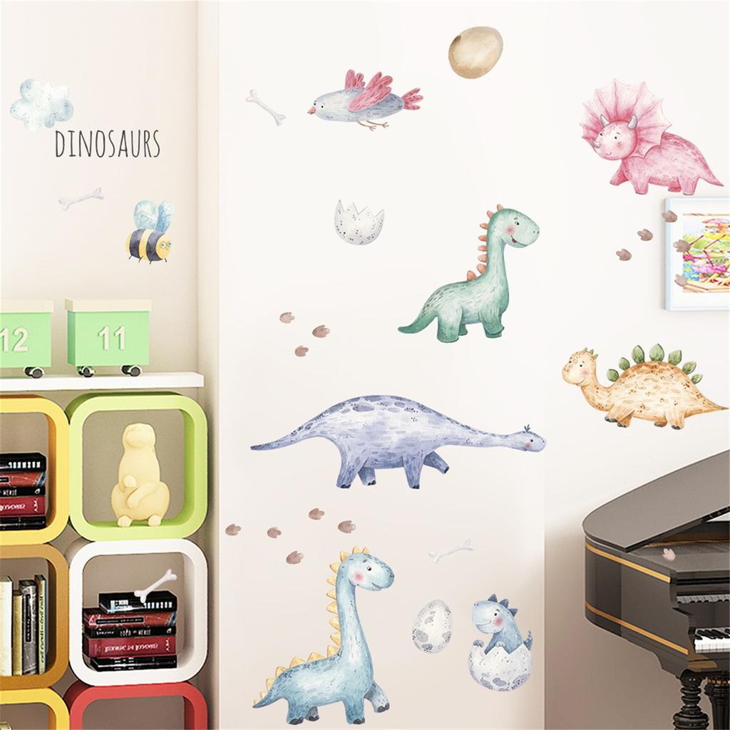 Цветные наклейки с динозаврами из ПВХ, детская комната, наклейки на стену с динозаврами мечты