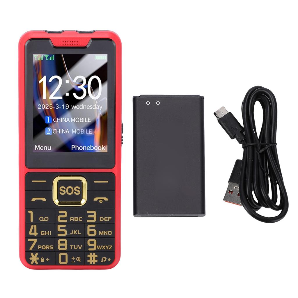 Кнопочный телефон 4G LTE разблокированный с кнопкой SOS 2500 мАч Dual SIM MP3 Звонки SMS Функции Интернет Красный