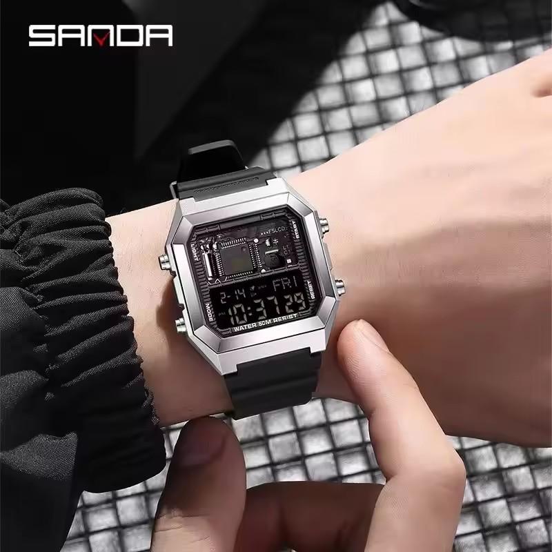 SANDA 6216 Fashion Electronic Watch Men's Military Sports Waterproof Watch Alarm Clock Stopwatch Men's LED Digital Men's Watches