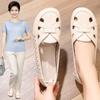Mom's Breathable Leather Sandals for Middle-aged & Elderly: Soft-sole, Non-slip, Hollow Design, Summer Comfort