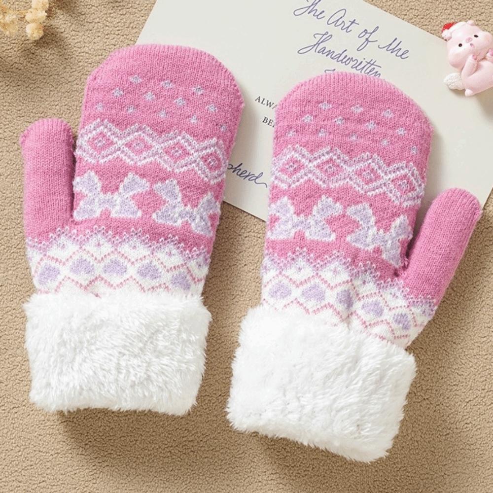 Fleece Lined Winter Mittens Double Layer Fleece Mittens New Children's Mittens  Outdoor Use