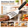 Slotted Design Stainless Steel Turner Black Silver Mini Serving Spatula  Home Kitchen