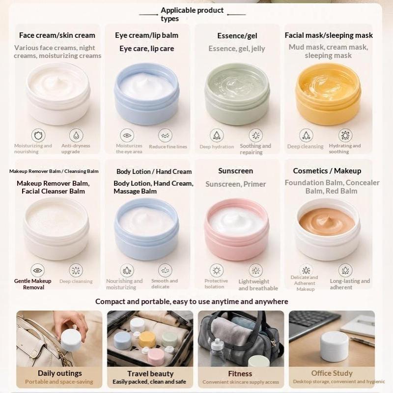 Refillable Empty Cosmetic Jar 50/100/120g Travel Size Face Cream Lotion Pot with Spoon for Vacation Trips
