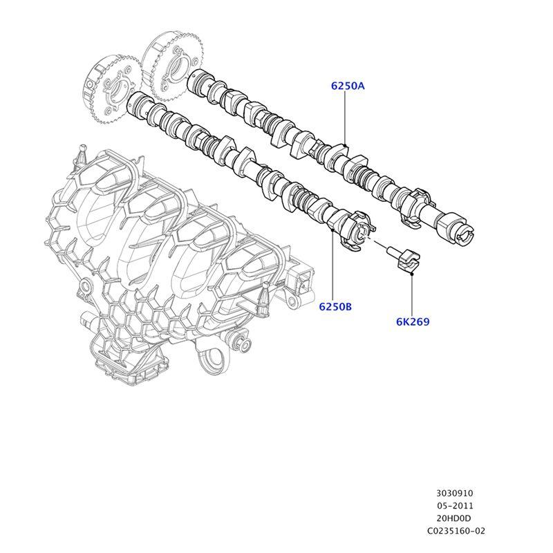 Firmly Car Exhaust Camshaft For Land Rover L550 L538 L494 L359 2.0T 2012-2017 LR030367