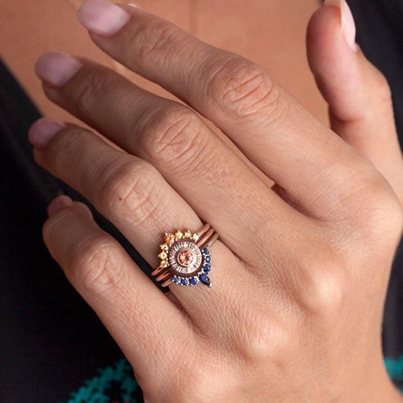 Красивый геометрический свадебный набор из розового золота, идеально подходящий для подарков на помолвку