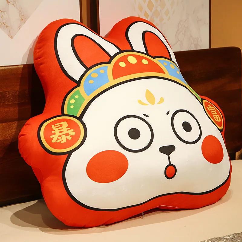 Chinese New Year Rabbit Cushion Chinese Rabbit Year Zodiac Pillow With Fillings Red Fortune Pillows Sofa Home Decor