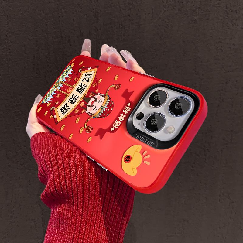 Богатство подходит для Apple 16 Праздничный чехол для мобильного телефона 15pro Новый год Большое отверстие 14 Полное покрытие Противоударный 13 Новый год 7/8