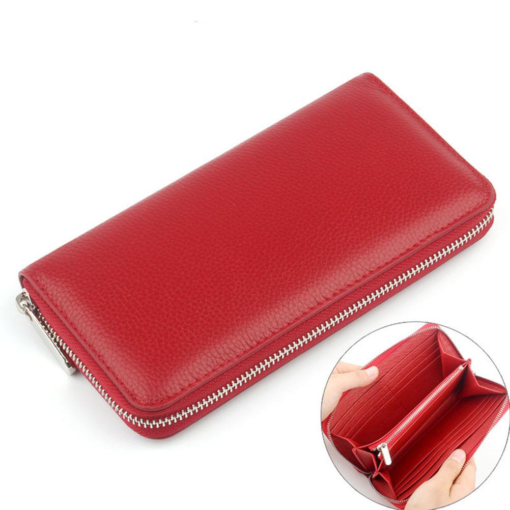 Женский кошелек из натуральной кожи, большой вместительный мужской кожаный клатч, модный длинный стандартный кошелек на молнии, сумка для денег