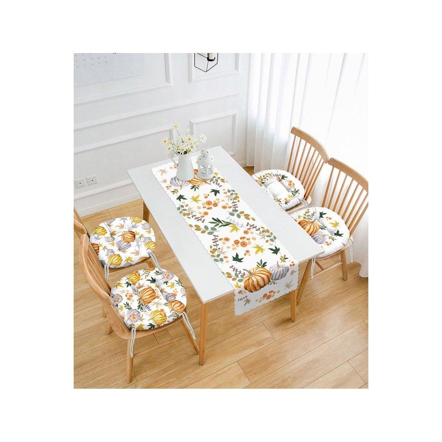 Набор подушек для стула из 5 предметов / 4 круглых подушки для стула с цифровой печатью и 1 полозок