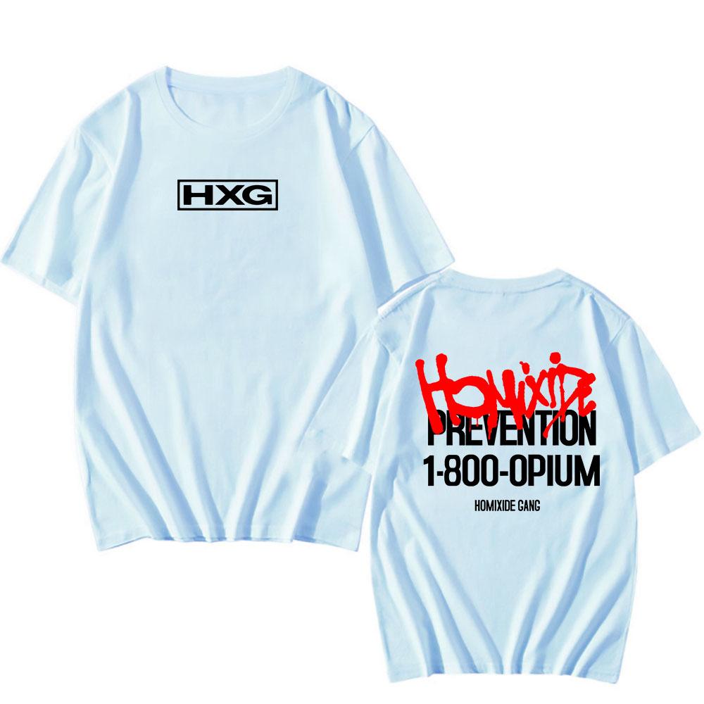 Футболки Rock Band HXG Homixide Gang Футболки Летняя Хлопковая Футболка с Коротким Рукавом Мужская Женская Одежда Графическая Футболка Принт в Стиле Гранж Топ