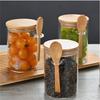 Герметичные стеклянные банки с крышками и ложками, банки для конфет с крышками, прозрачные банки для специй, небольшие контейнеры для хранения продуктов