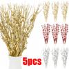 1/3/5Pcs Christmas Artificial Glitter Berry Stem Branches Xmas Tree Ornament New Year Home Decoration DIY Vase Filler 2025 Party