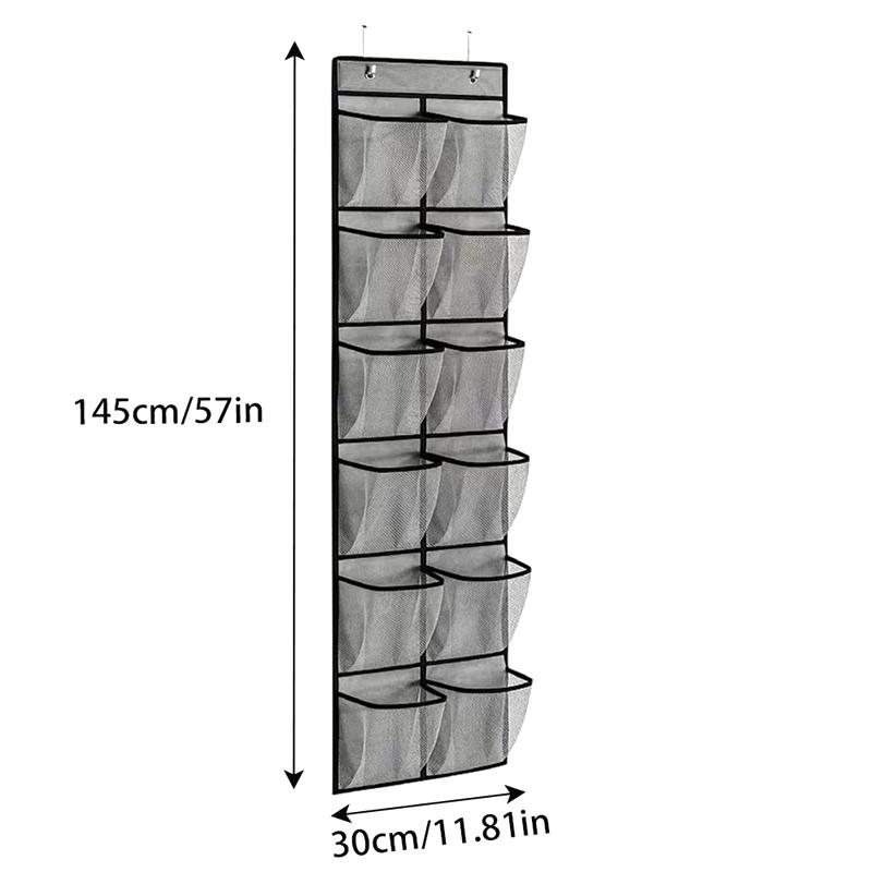 12/24 Grids Wall-Mounted Sundries Shoe Organiser Fabric Closet Bag Storage Rack Mesh Pocket Clear Hanging Over The Door Box