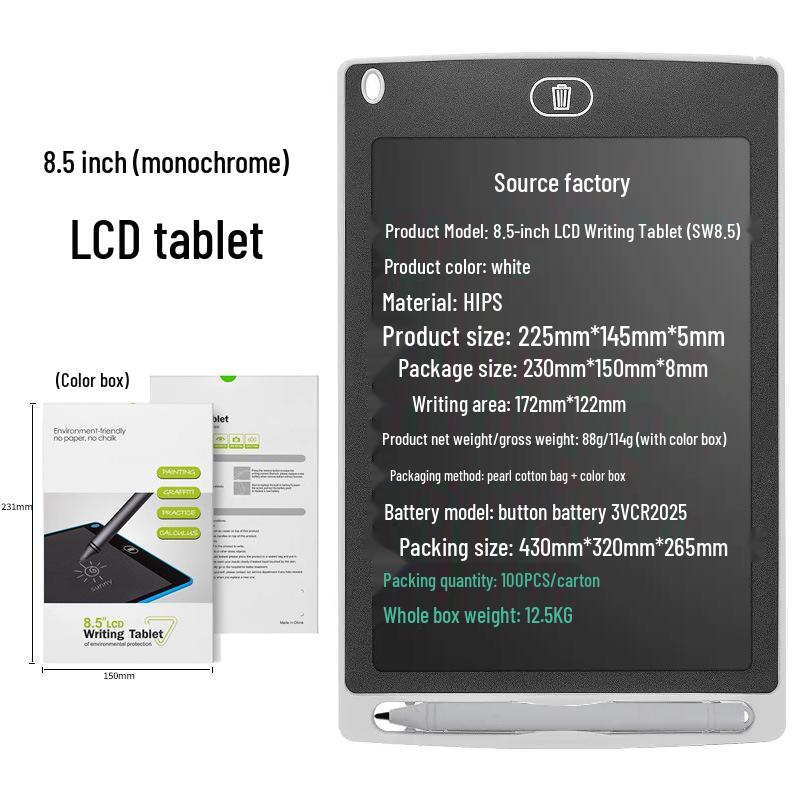 ЖК-планшет для письма - 12"/10"/8,5"/4,4" Доска для письма и рисования для детей