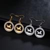 Cool Running Horse Drop Earrings Women Stainless Steel Clear Zircon Round Earrings Gold Animal Jewelry Gift